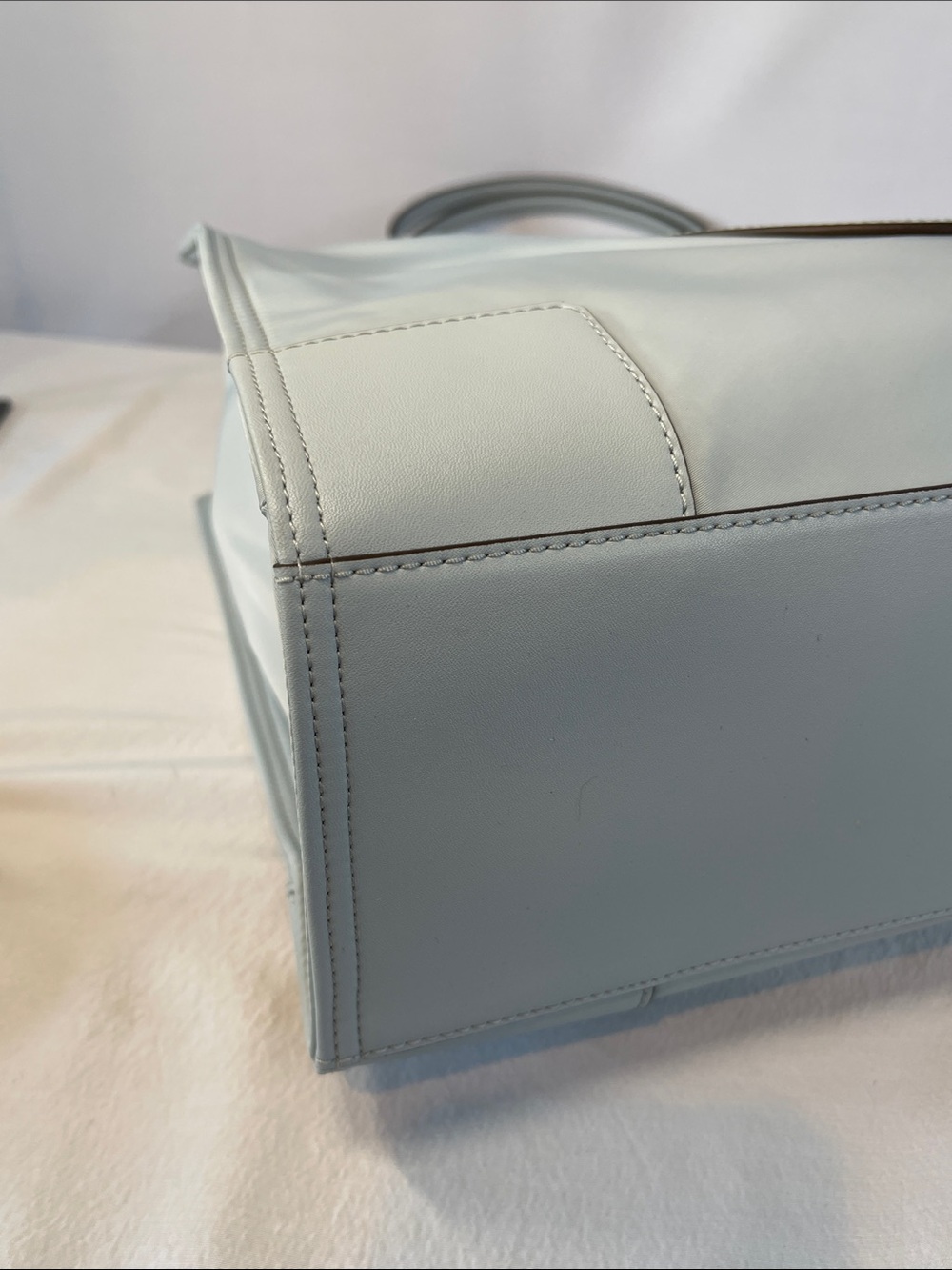 Tory Burch Ella Nylon Tote Light Blue Large Logo Tote Bag - Picture 12 of 14